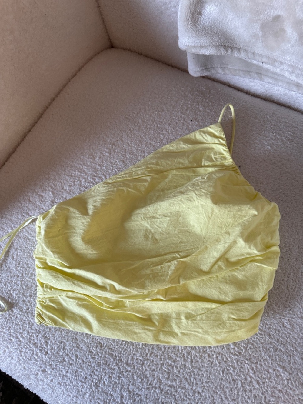 Zara Yellow One-Shoulder Ruched Top - Picture 3 of 3